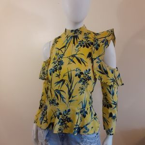 ASOS Asymmetrical Cold Shoulder Floral Print Top